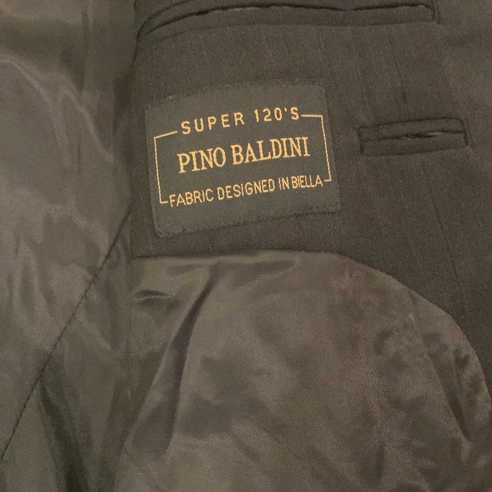Pino Baldini - Vintage - Super 120’s - Black Wide Leg Suit Classic! View 5